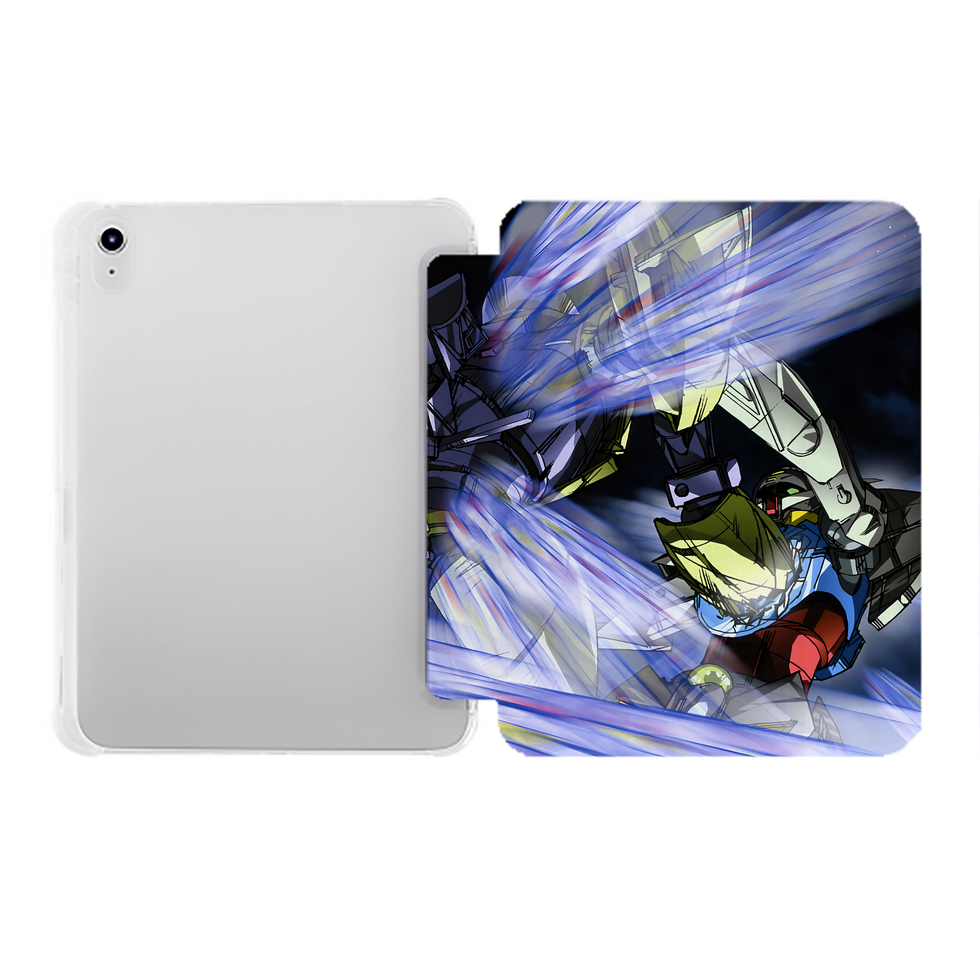 （画像用） 機動戦士ガンダム Mobile Suit Gundam IPad ケース ペン収納付き 三つ折りスタンド PUレザー×シリコン 対応機種9.5/10.5/10.9インチ